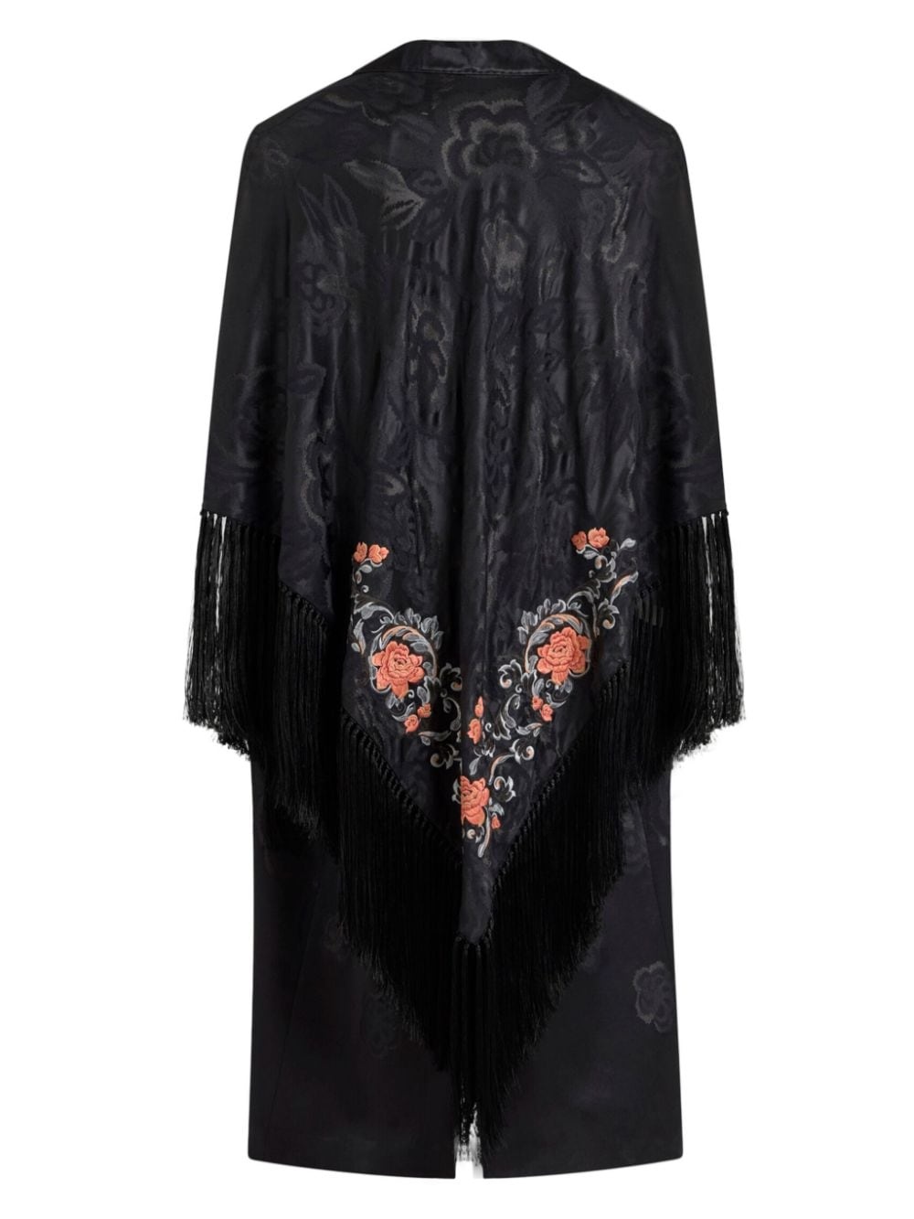 fringe-detail jacquard coat - 5