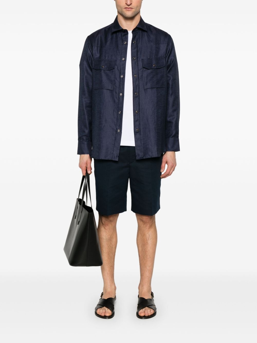 slub-texture shorts - 2