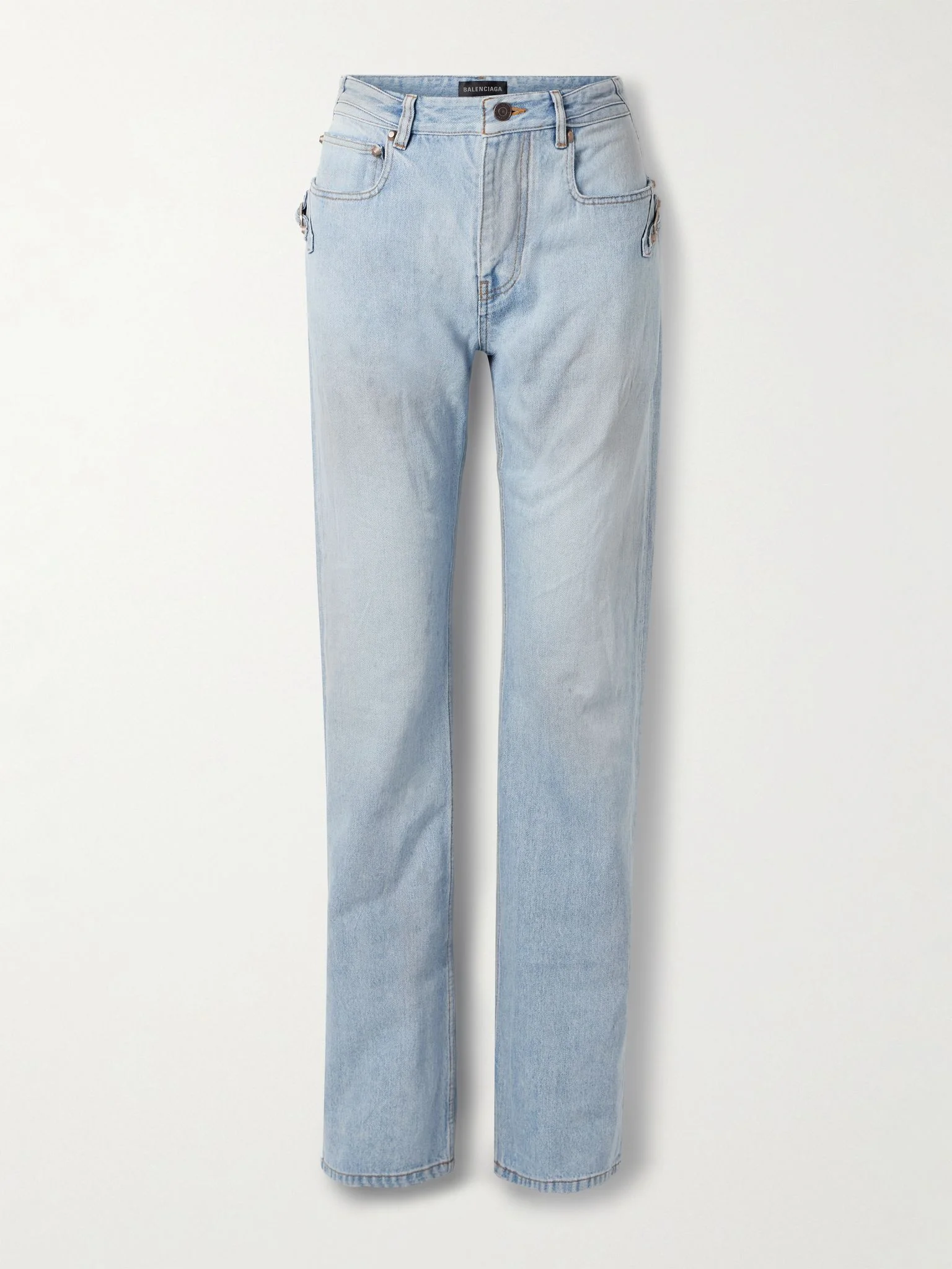 City studded high-rise straight-leg jeans Light blue - 1