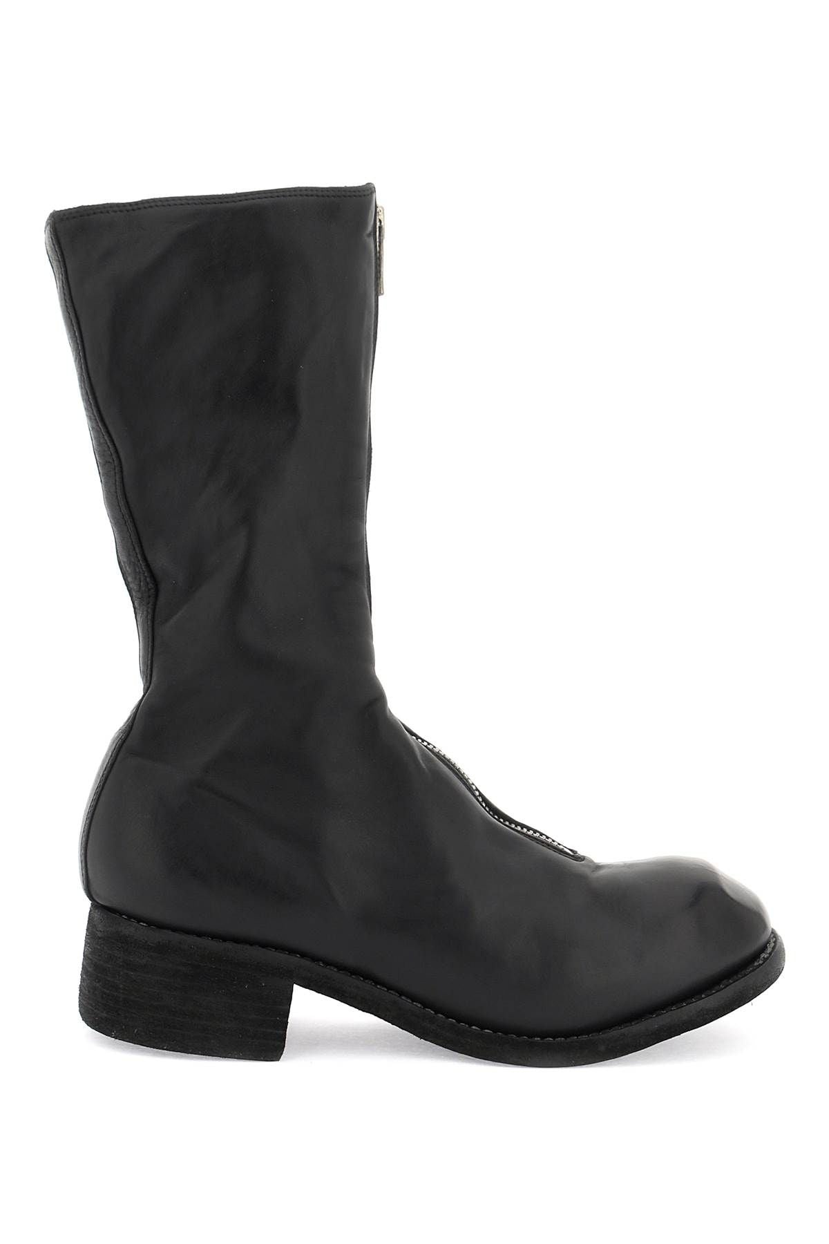 FRONT ZIP LEATHER BOOTS - 1