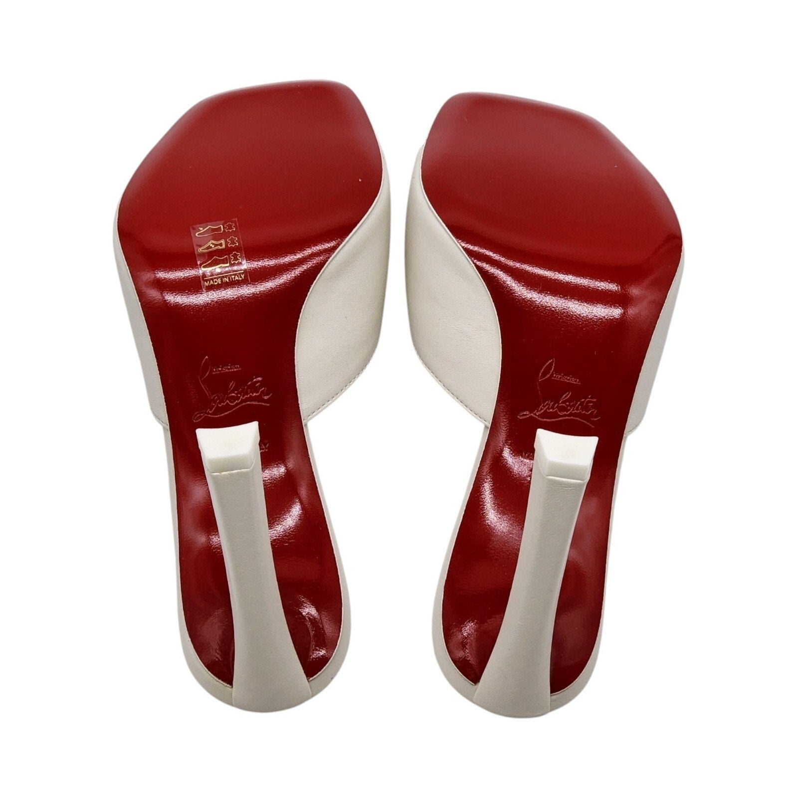 Christian Louboutin Condora 85mm Leather Heeled Sandals Mules White - 9
