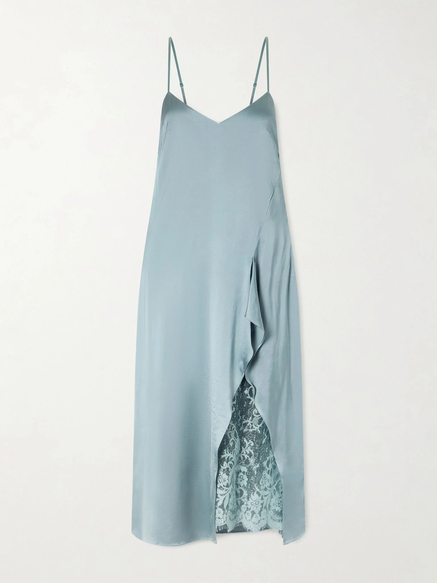 Docketta lace-trimmed satin dress Blue - 1