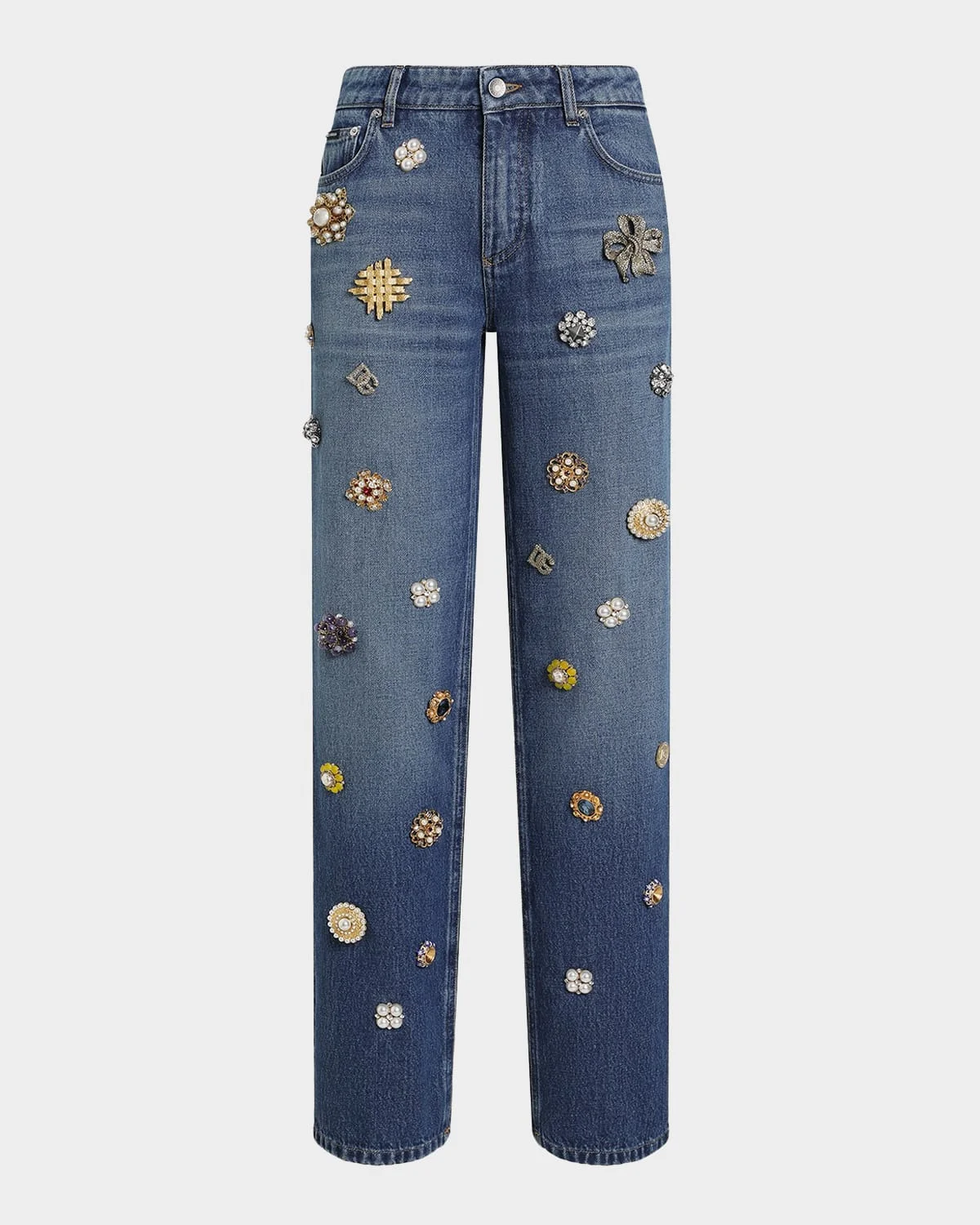 Adon Tavex Embellished Straight-Leg Jeans - 1