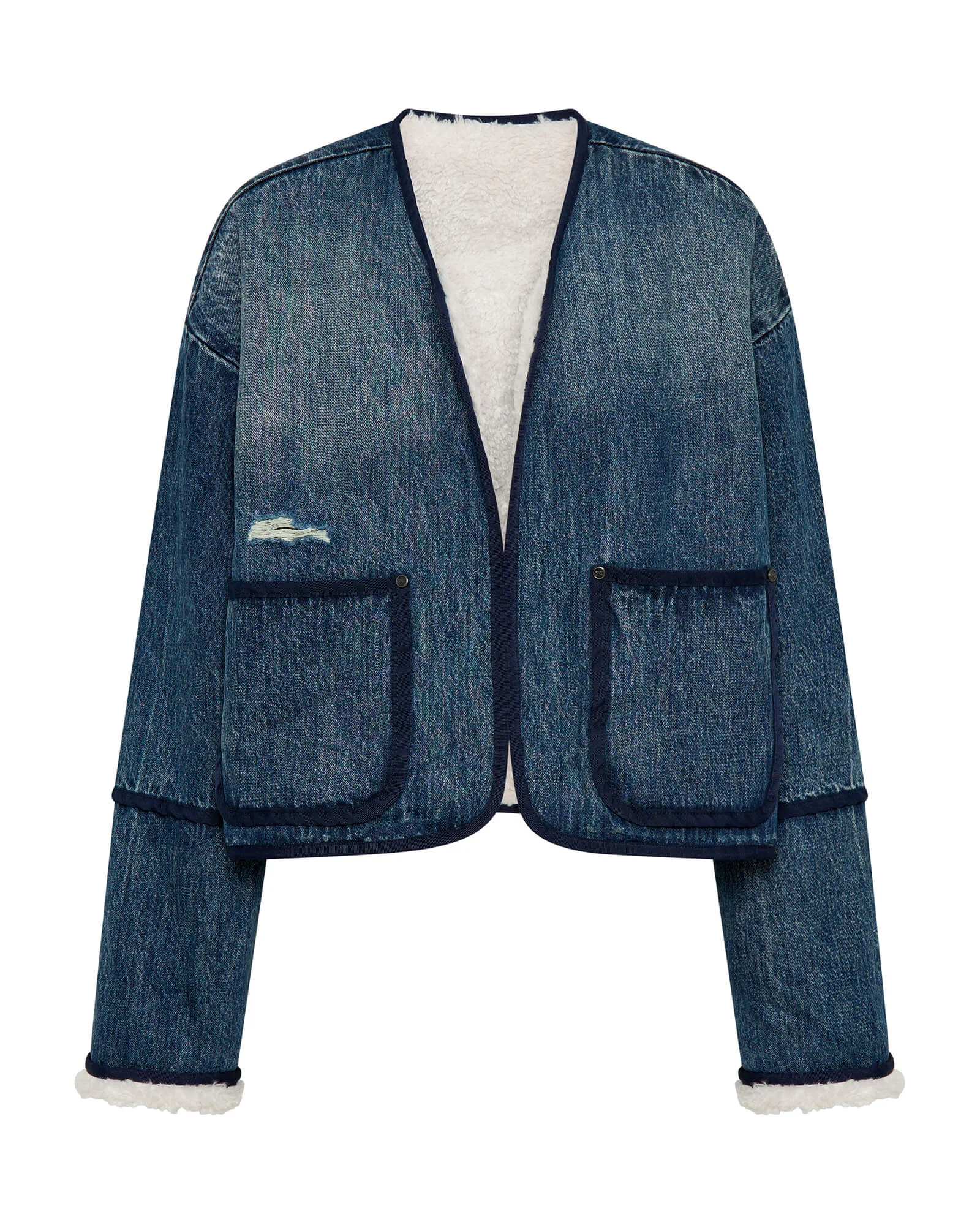 Teddy Cropped Denim Jacket - Boys Club Blue - 1