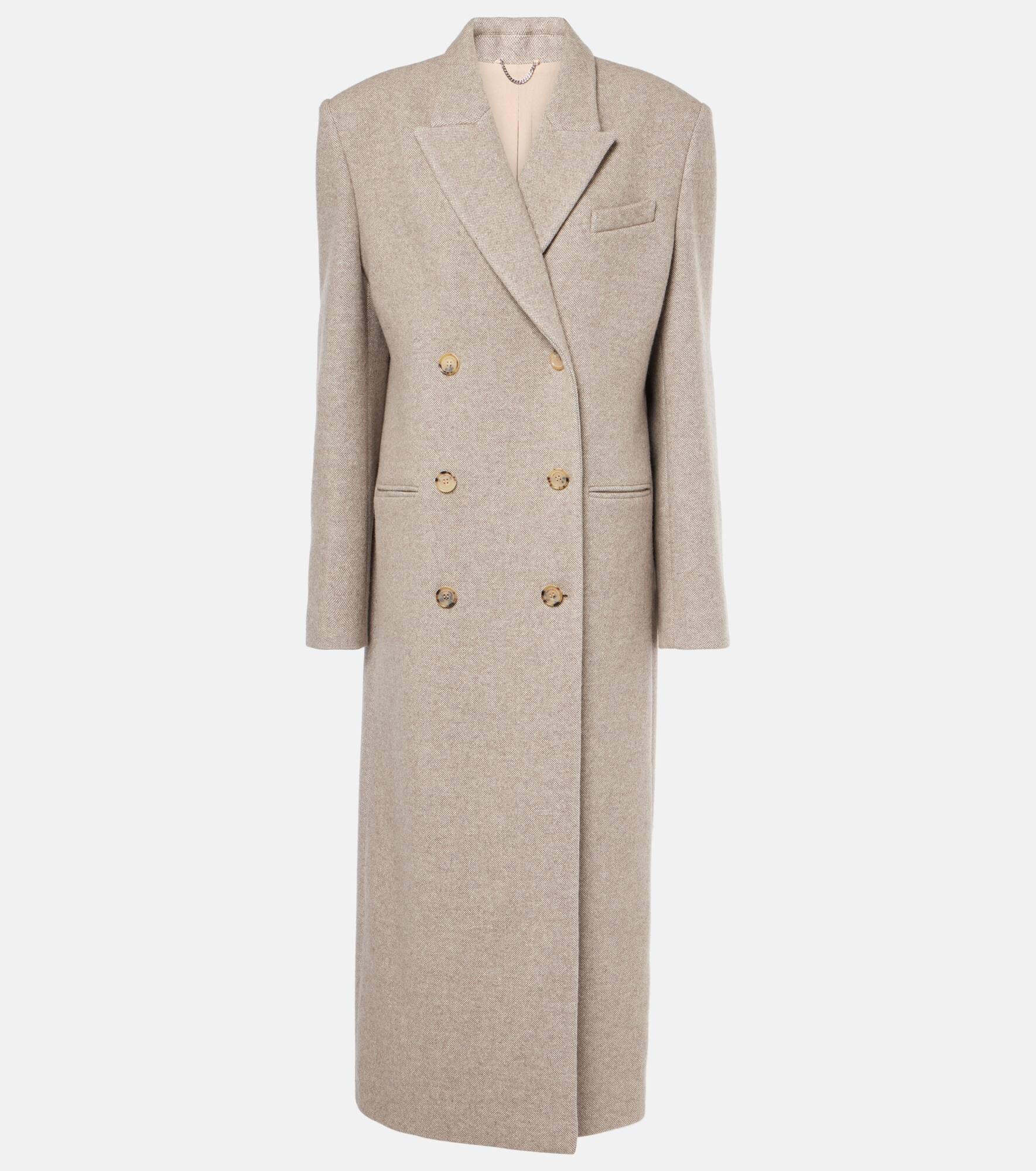 Double-breasted wool-blend coat - 1