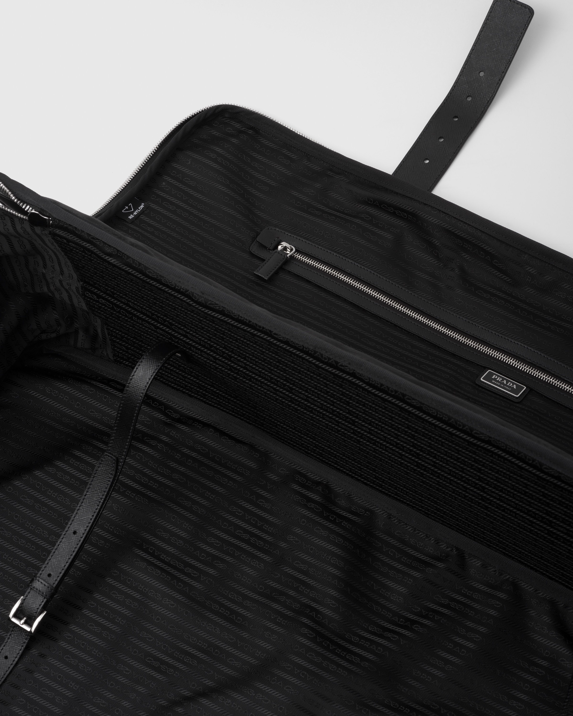 Re-Nylon and Saffiano leather suitcase - 4