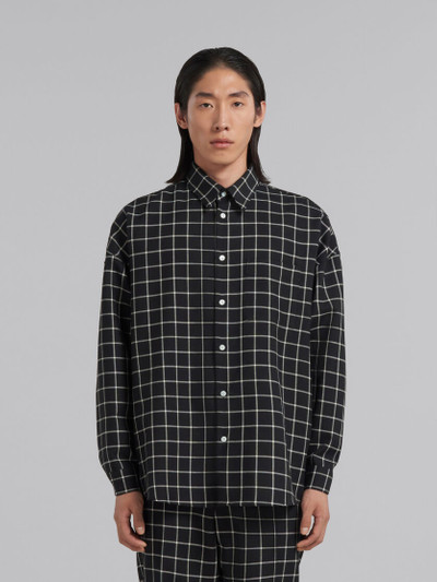 Marni BLACK WOOL LONG-SLEEVED SHIRT WITH CHECKED PATTERN outlook