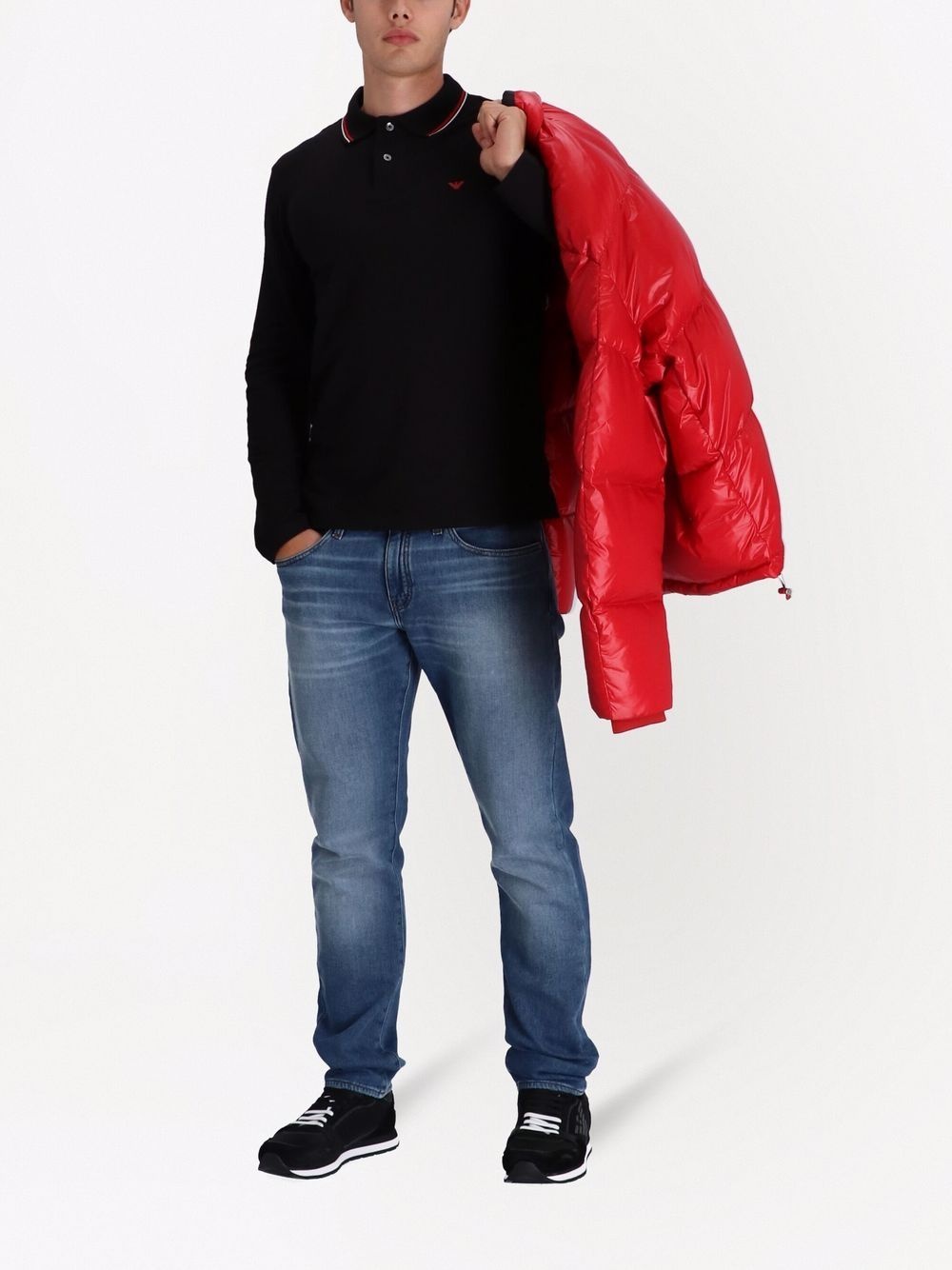 embroidered-logo long-sleeved polo shirt - 2