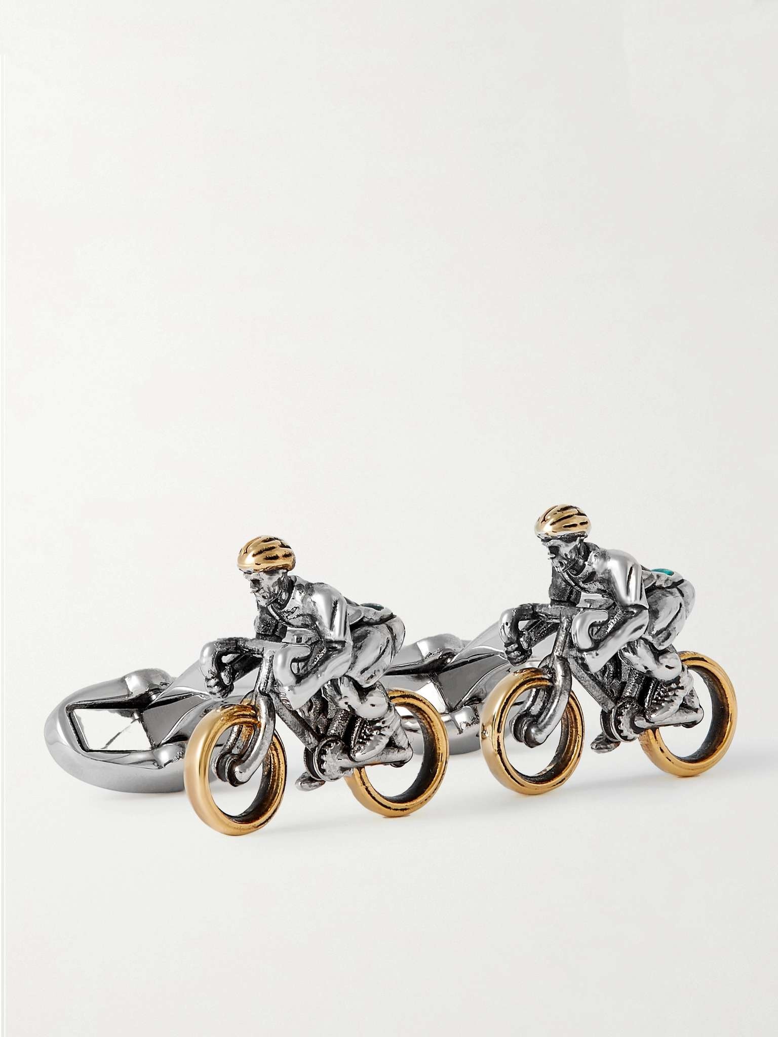 Cycling Silver-Tone, Gold-Tone and Enamel Cufflinks - 1