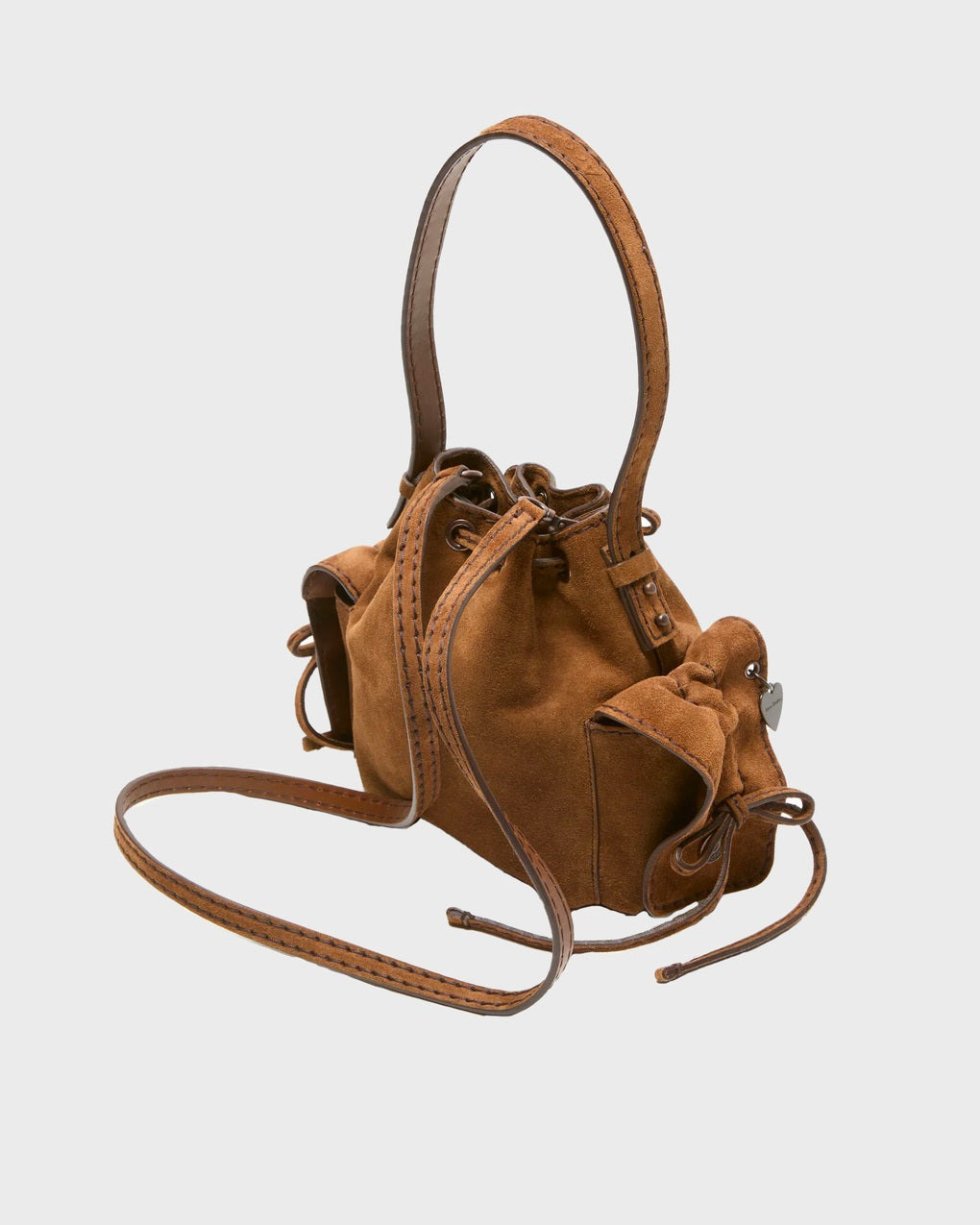 Bag Multipocket Mini Bucket Suede Cognac ONESIZE - 3