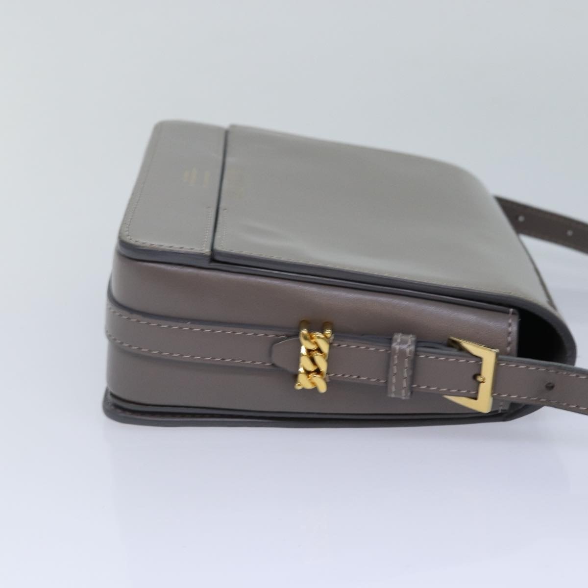Burberry Shoulder Bag Patent Leather Gray Gold - 5