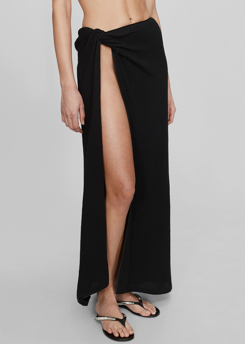 Christopher Esber Vertical Knit Twist Sarong Skirt - Black 1