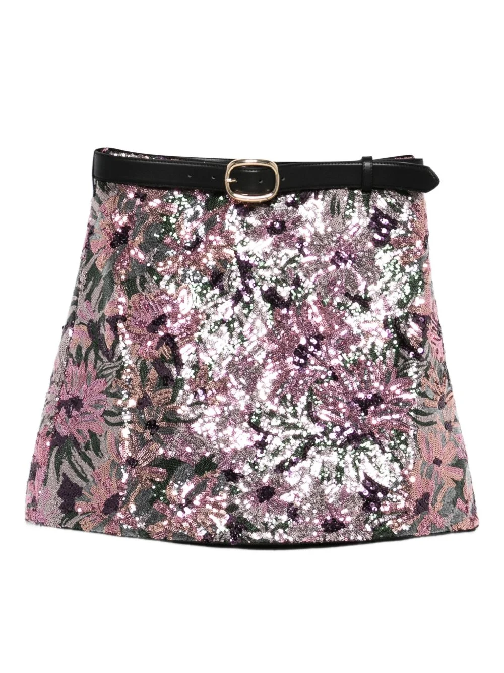 sequined belted mini skirt - 1