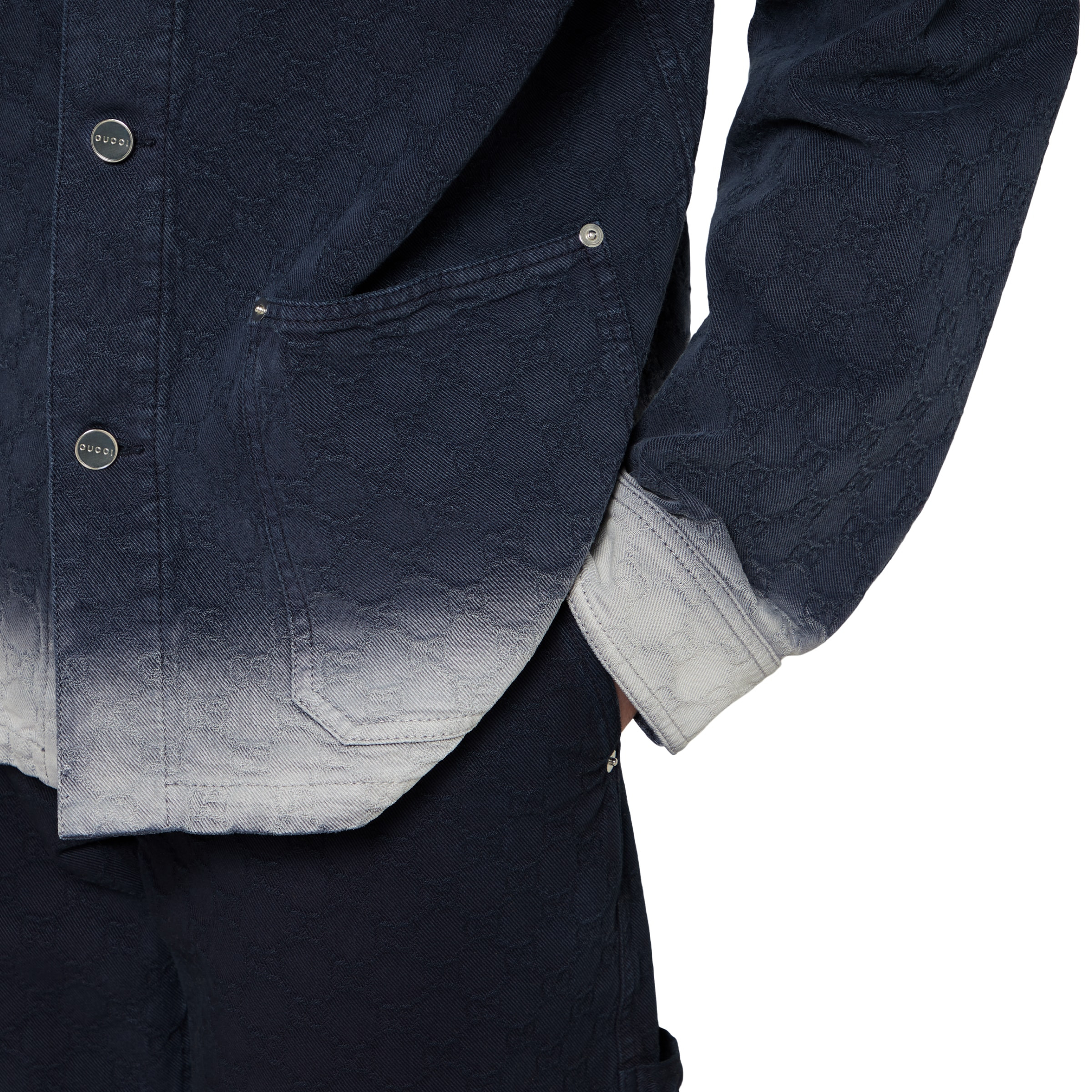 Bleached GG cotton denim jacquard shirt - 5