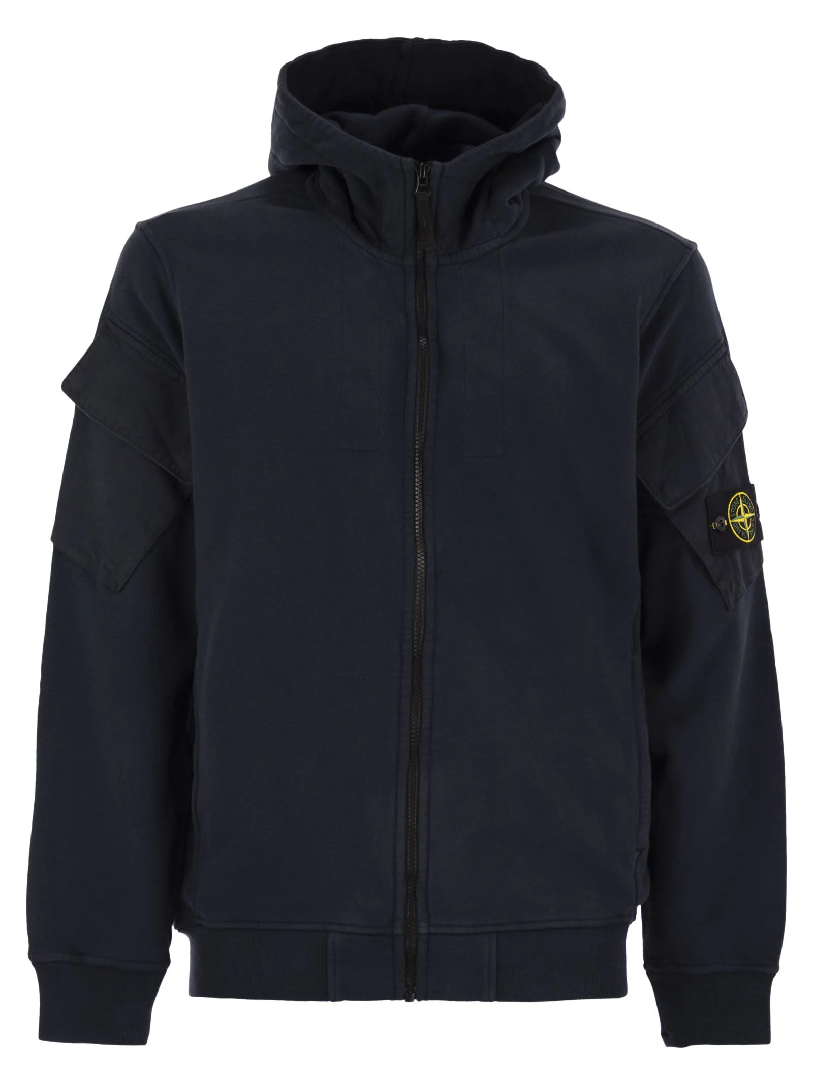 Stone Island Men Hoodie With Zip And Sleeve Pockets - 1