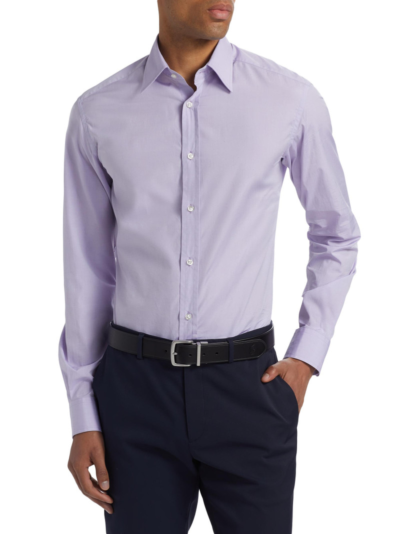 Men's Solid Cotton Shirt - Lavender 3