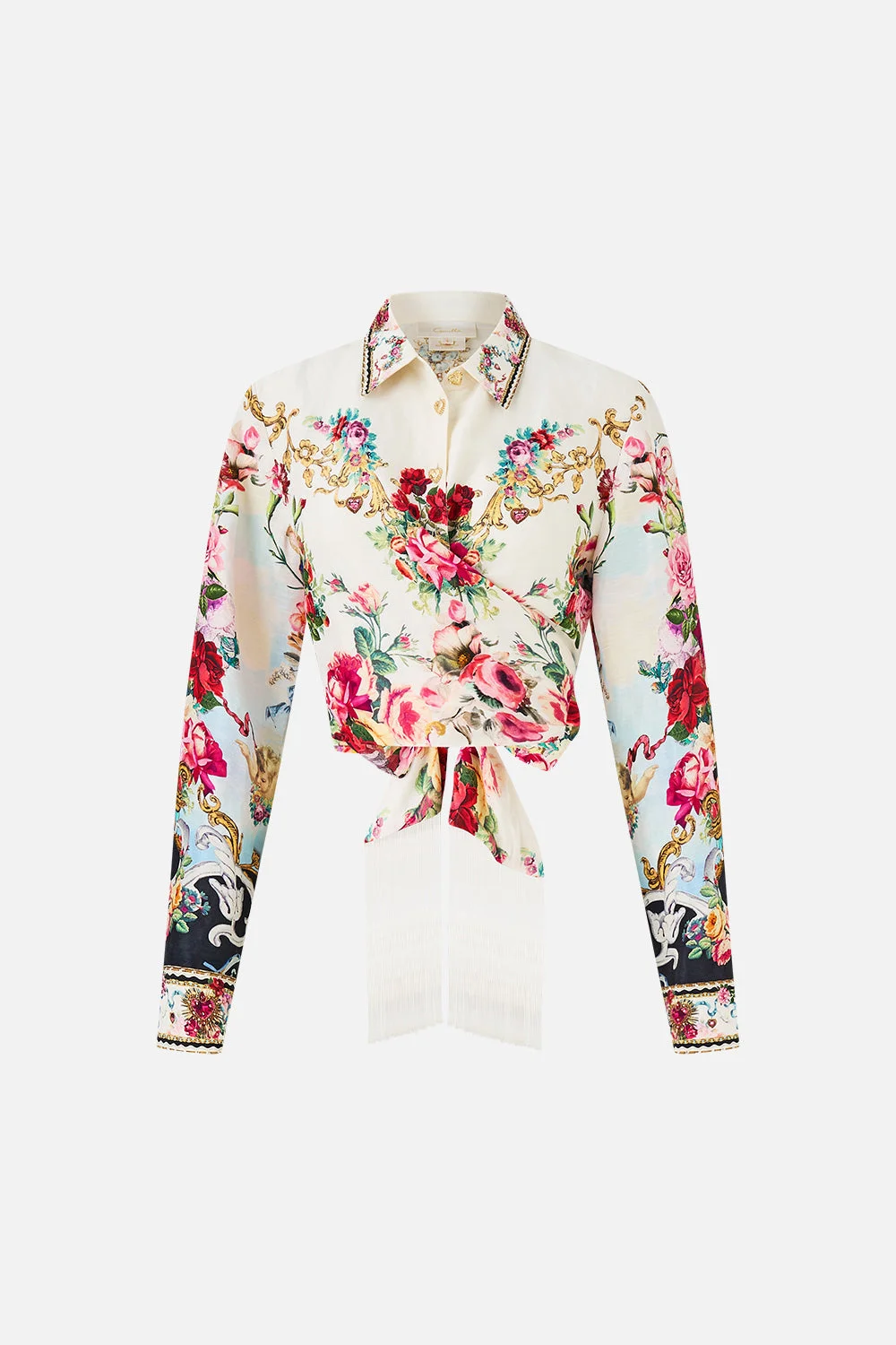 CROPPED WRAP SHIRT WITH TIE - 1