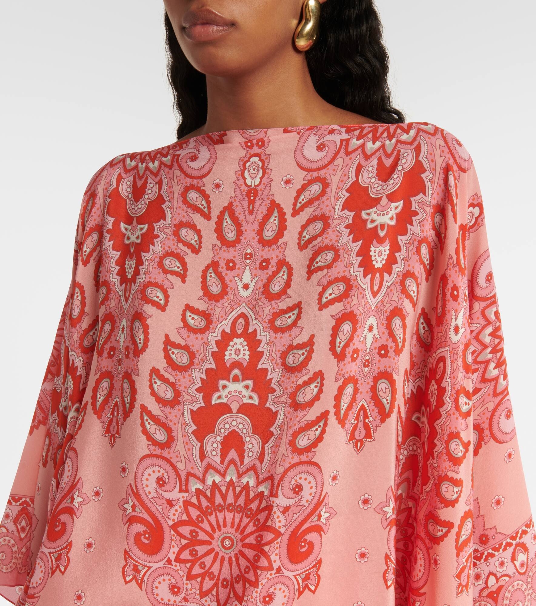Printed silk poncho - 4