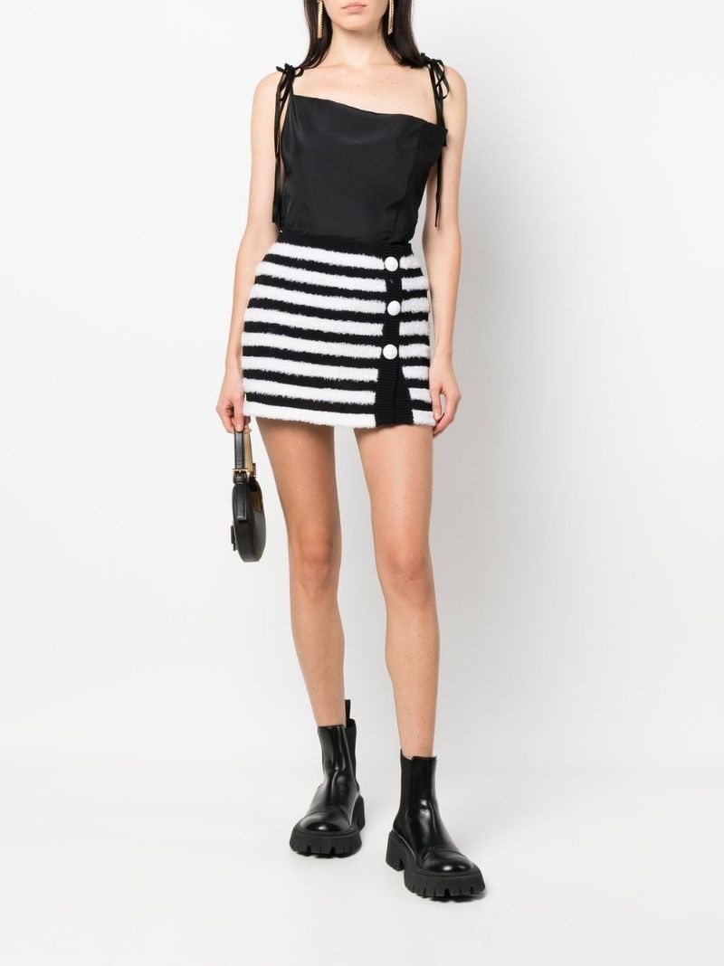 striped knitted button-up skirt - 2