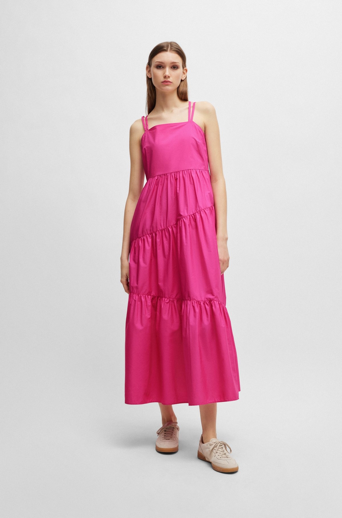 MAXI DRESS IN COTTON POPLIN WITH CROSSOVER STRAPS - 3