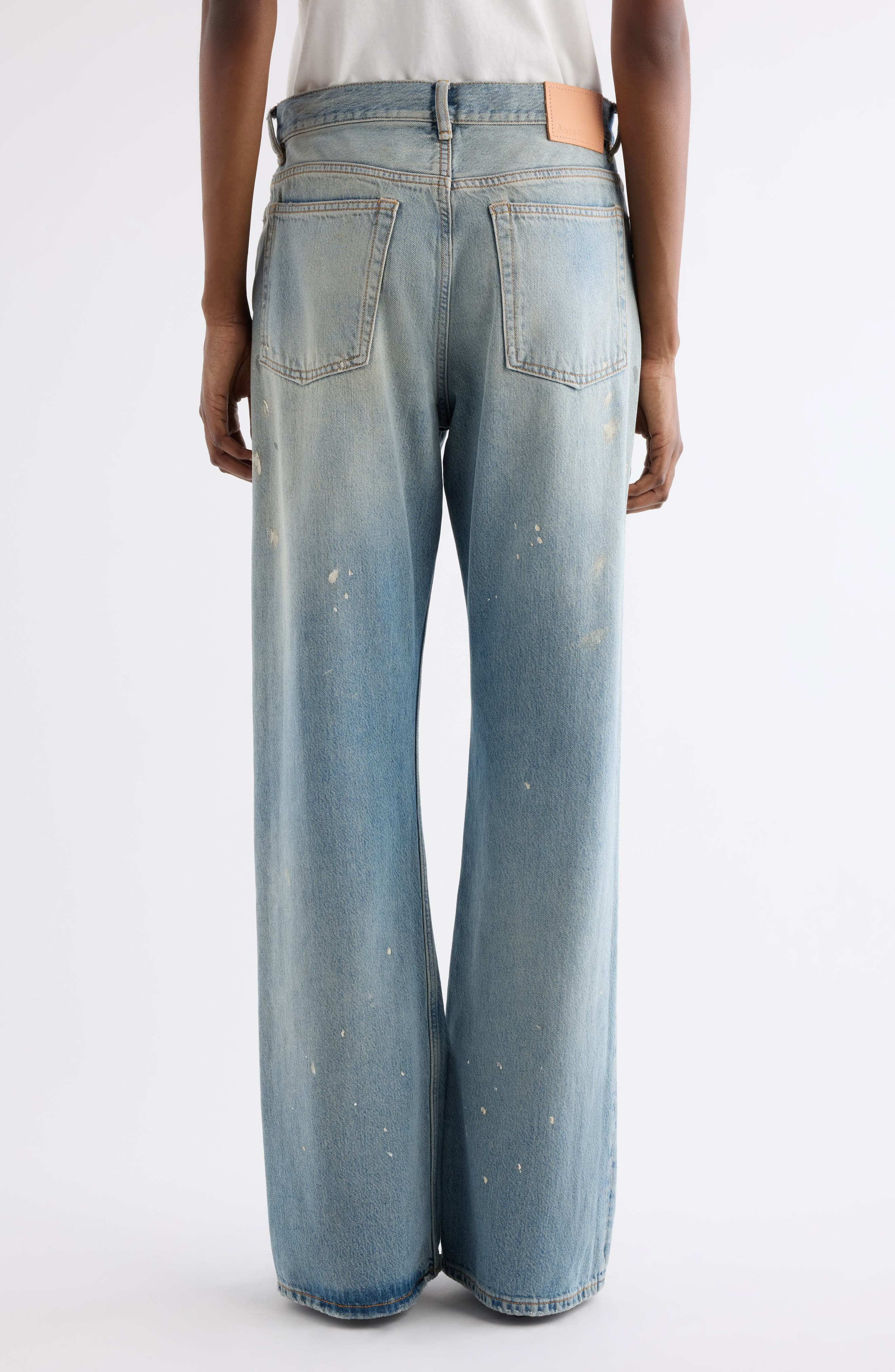 Acne Studios 2021F Trafalgar Paint Splatter Flare Jeans in Light Blue at Nordstrom - 3