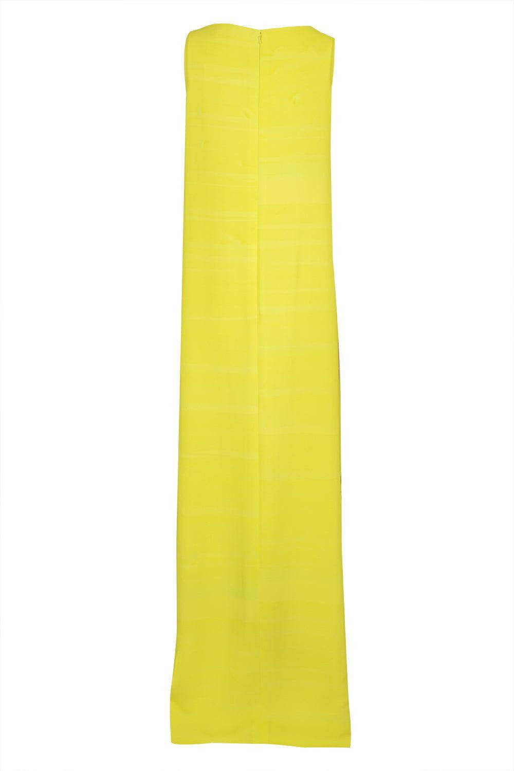 Sleeveless Scoop Neck Painted Roses Dress - 6