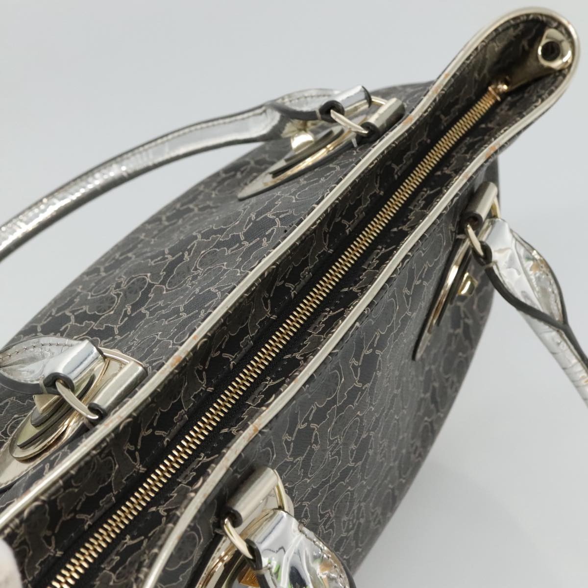 CELINE Horse Carriage Tote Bag Pvc Leather Black Silver - 6