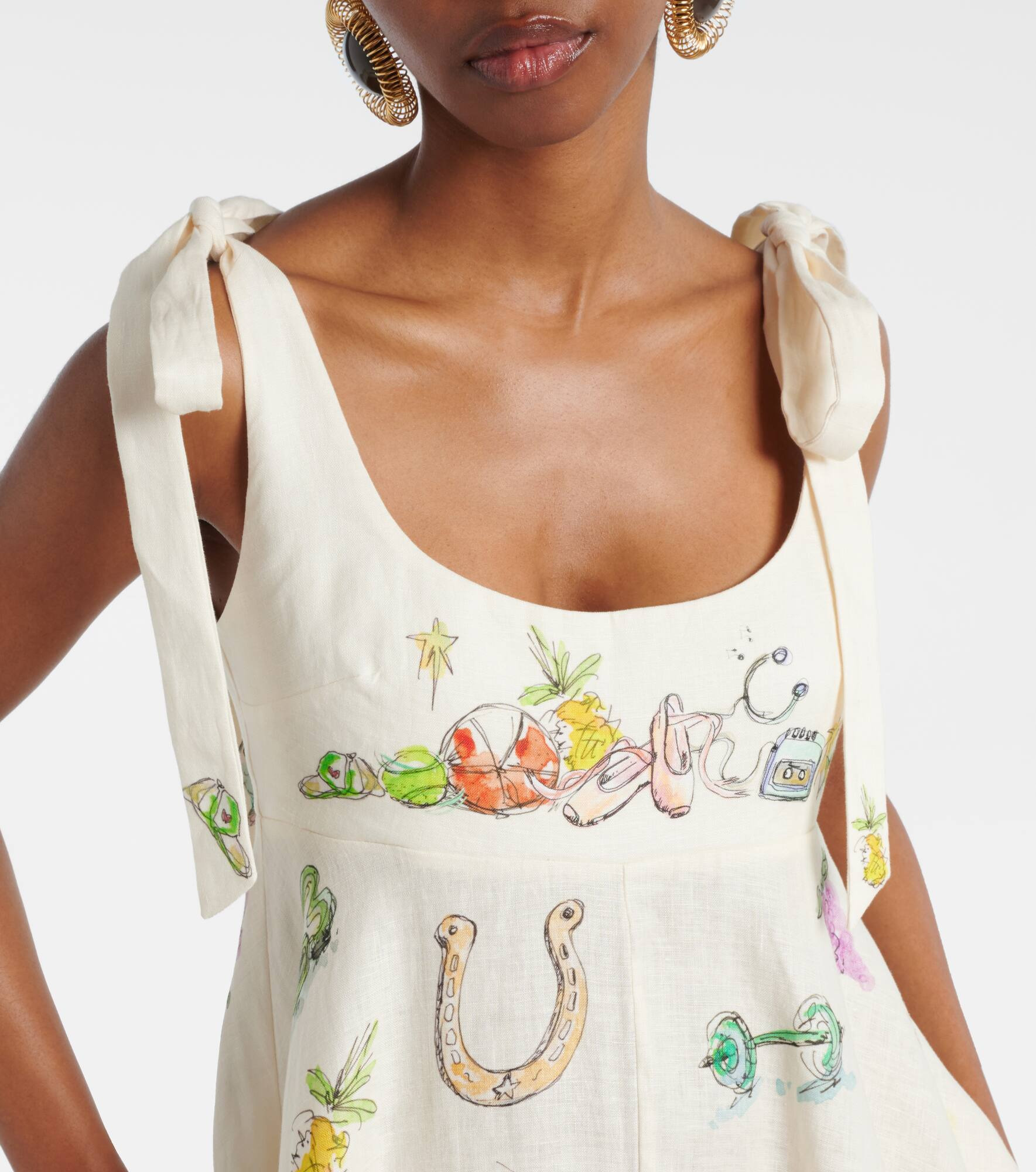 Anouk printed linen midi dress - 4