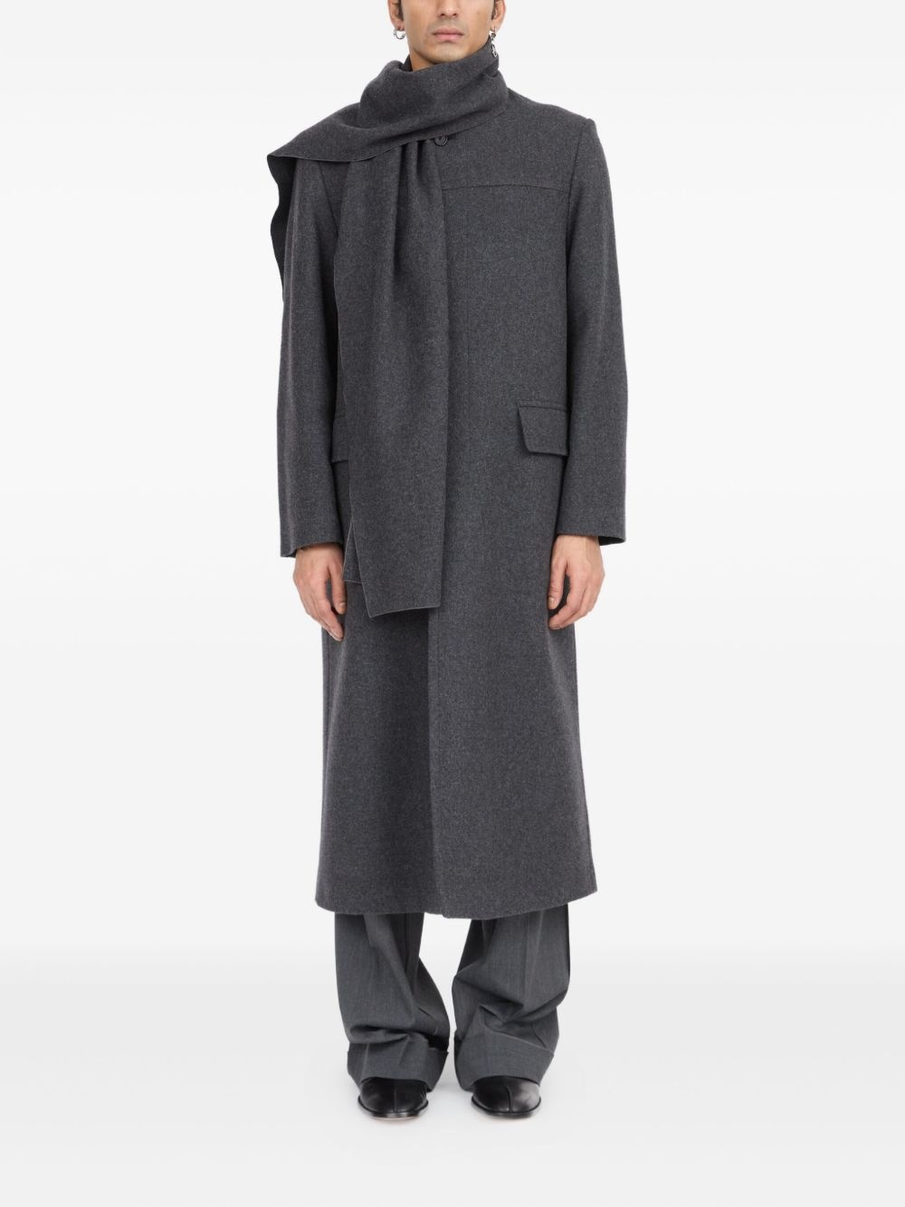 scarf-detail longline coat - 2