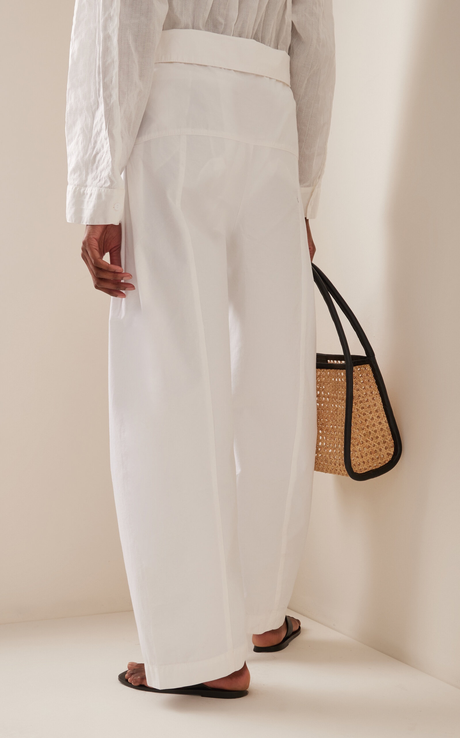 Fisherman Cotton Drawstring Pants white - 8