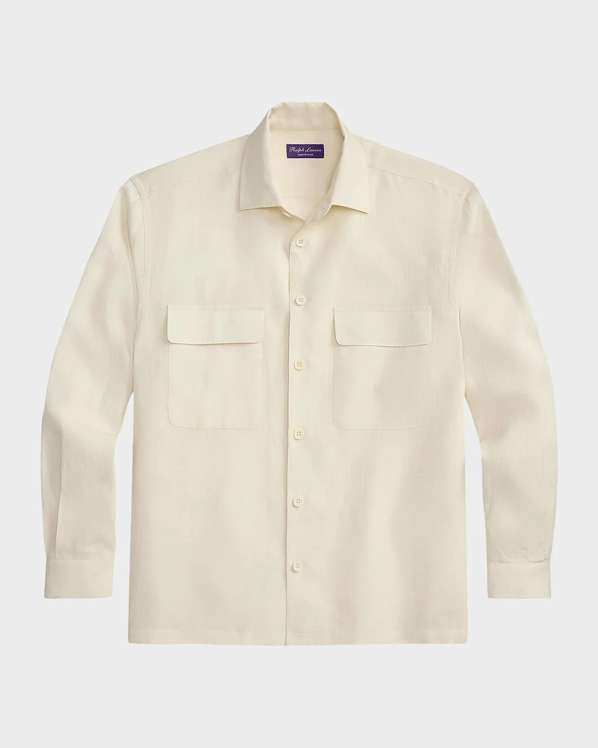 Men's Windowpane Linen Relaxed-Fit Shirt - 1