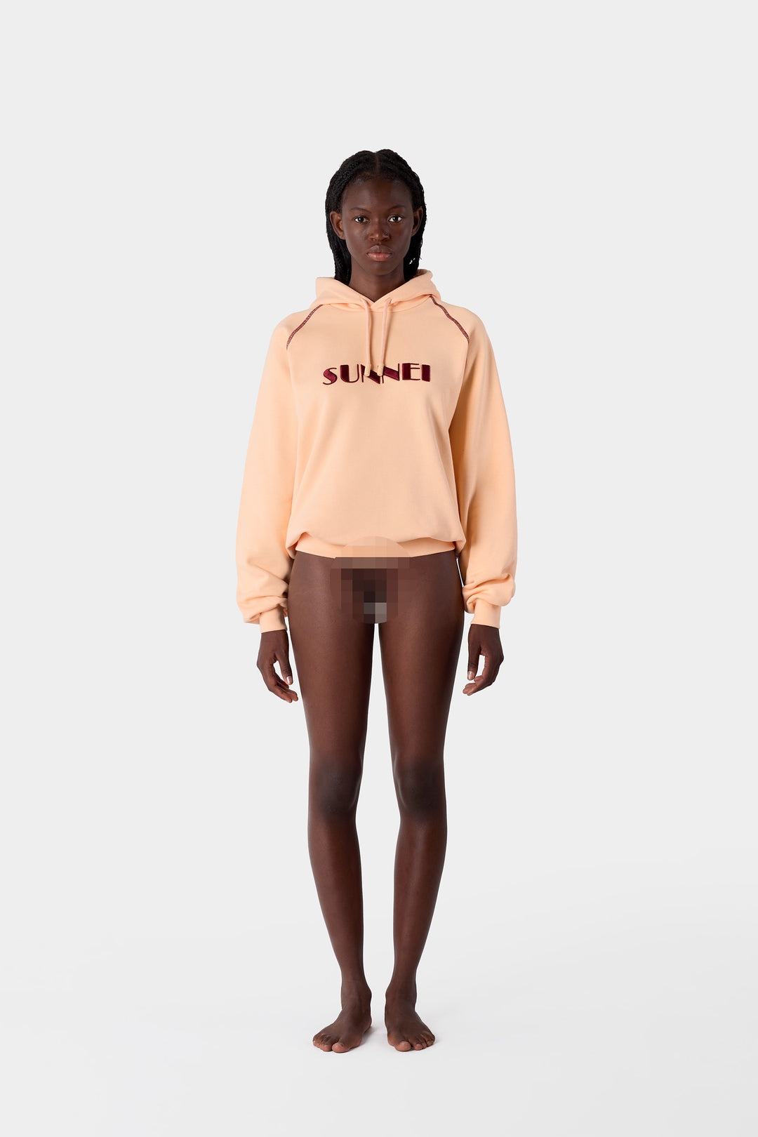 EMBROIDERED BIG LOGO HOODIE / powder pink - 5
