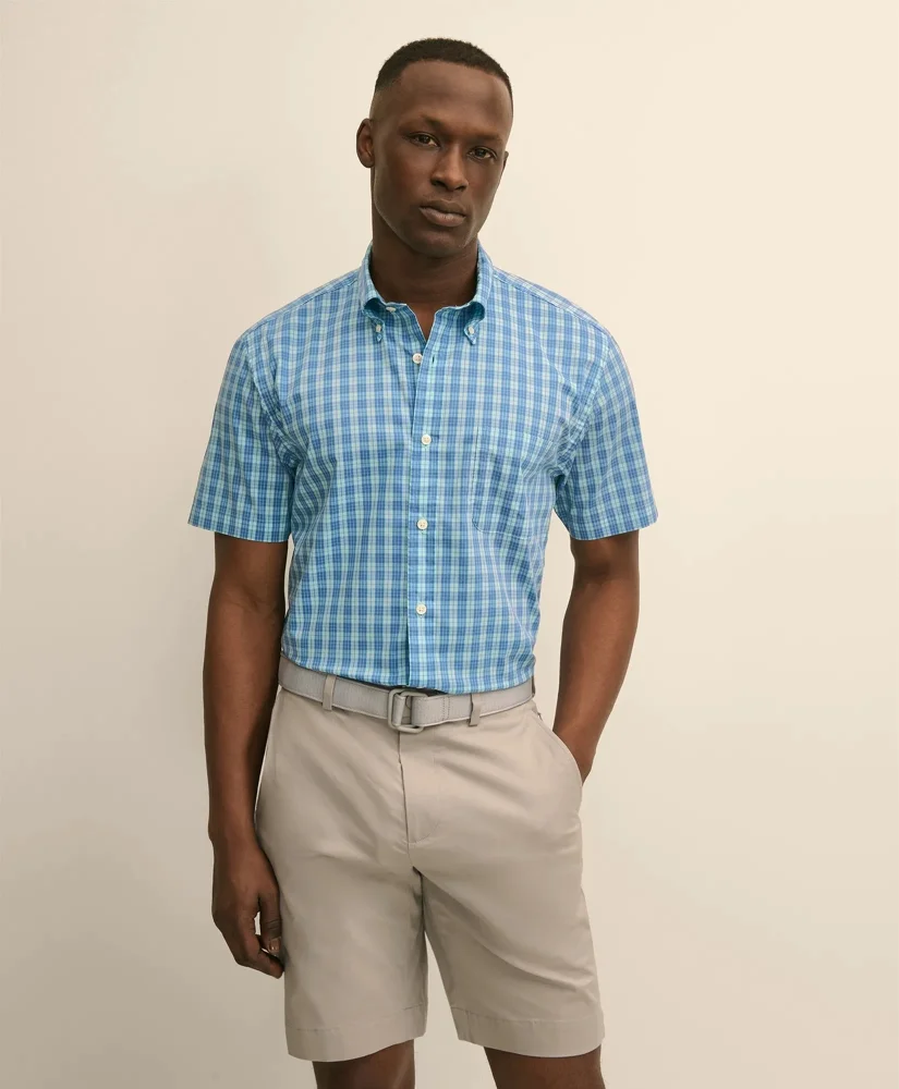 Performance Series Stretch Polo Button-Down Collar, Tartan Sport Shirt - 1