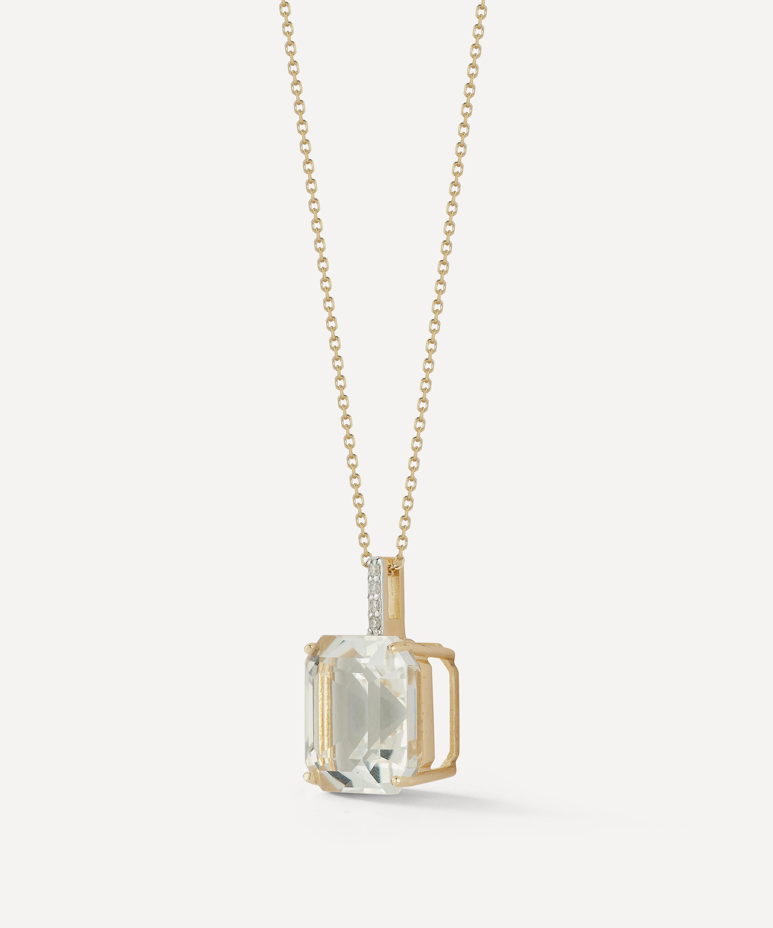 14ct Gold White Topaz Necklace - 4