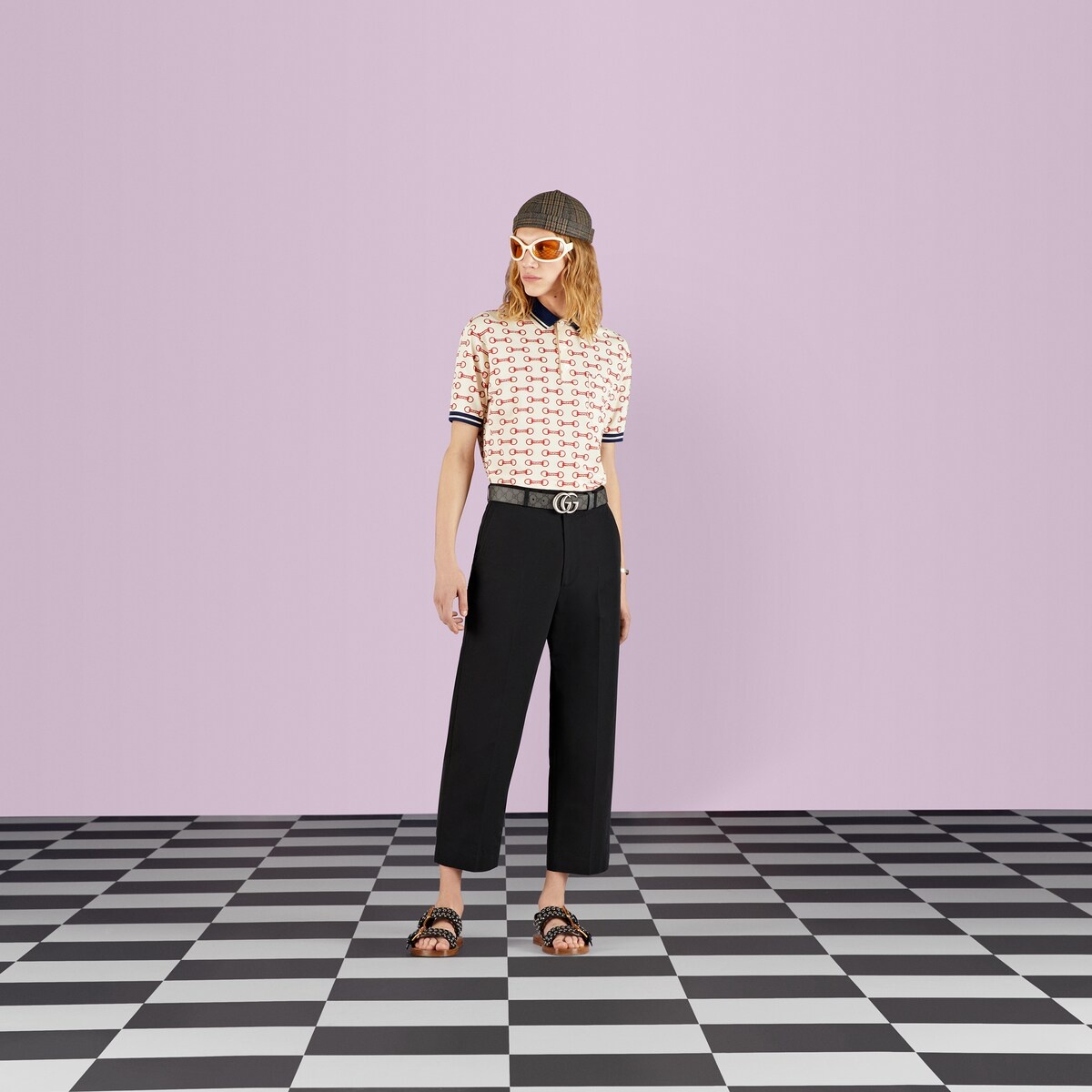 GUCCI Horsebit print cotton polo shirt | REVERSIBLE