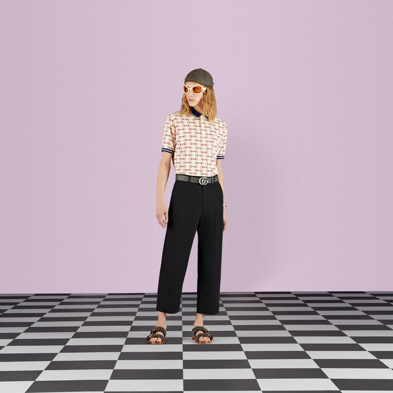 GUCCI Horsebit print cotton polo shirt outlook