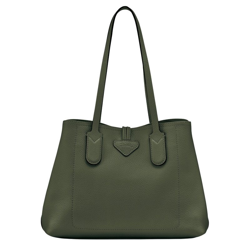 Roseau Essential M Tote bag Khaki - Leather 4