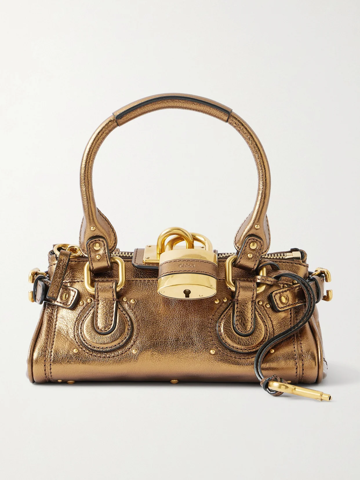 Paddington Embellished Crinkled-leather Tote - 1