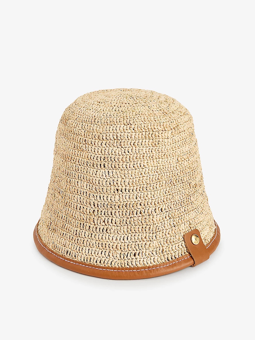 Le Bob Soli brand-patch raffia bucket hat - 3