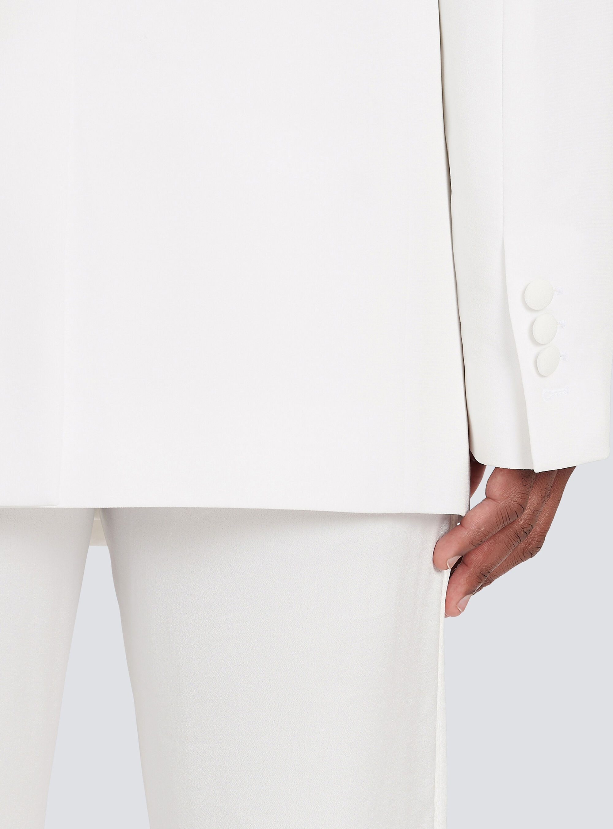 Satin kimono blazer with Balmain monogram - 7