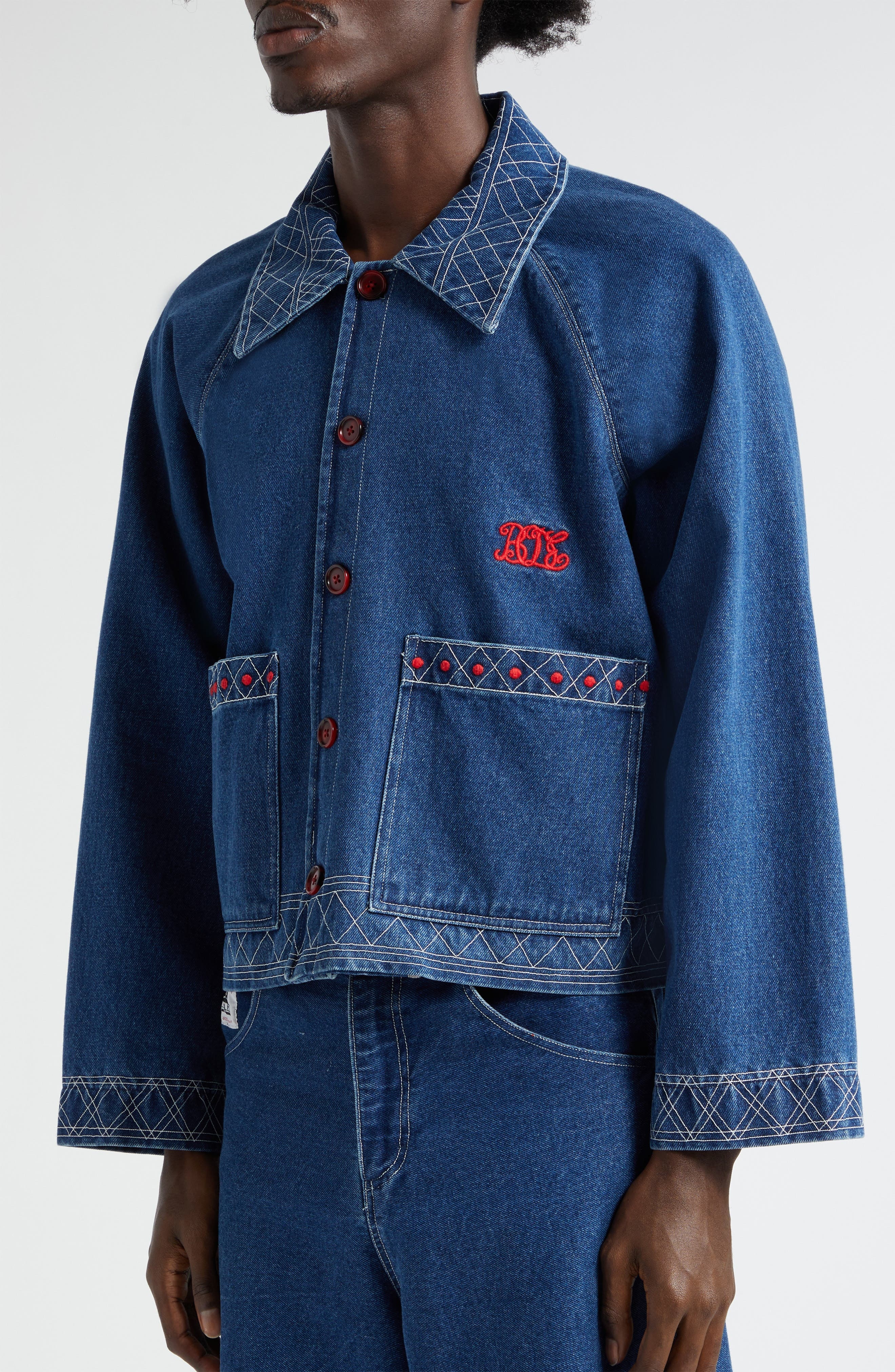 Embroidered Denim Jacket - 5