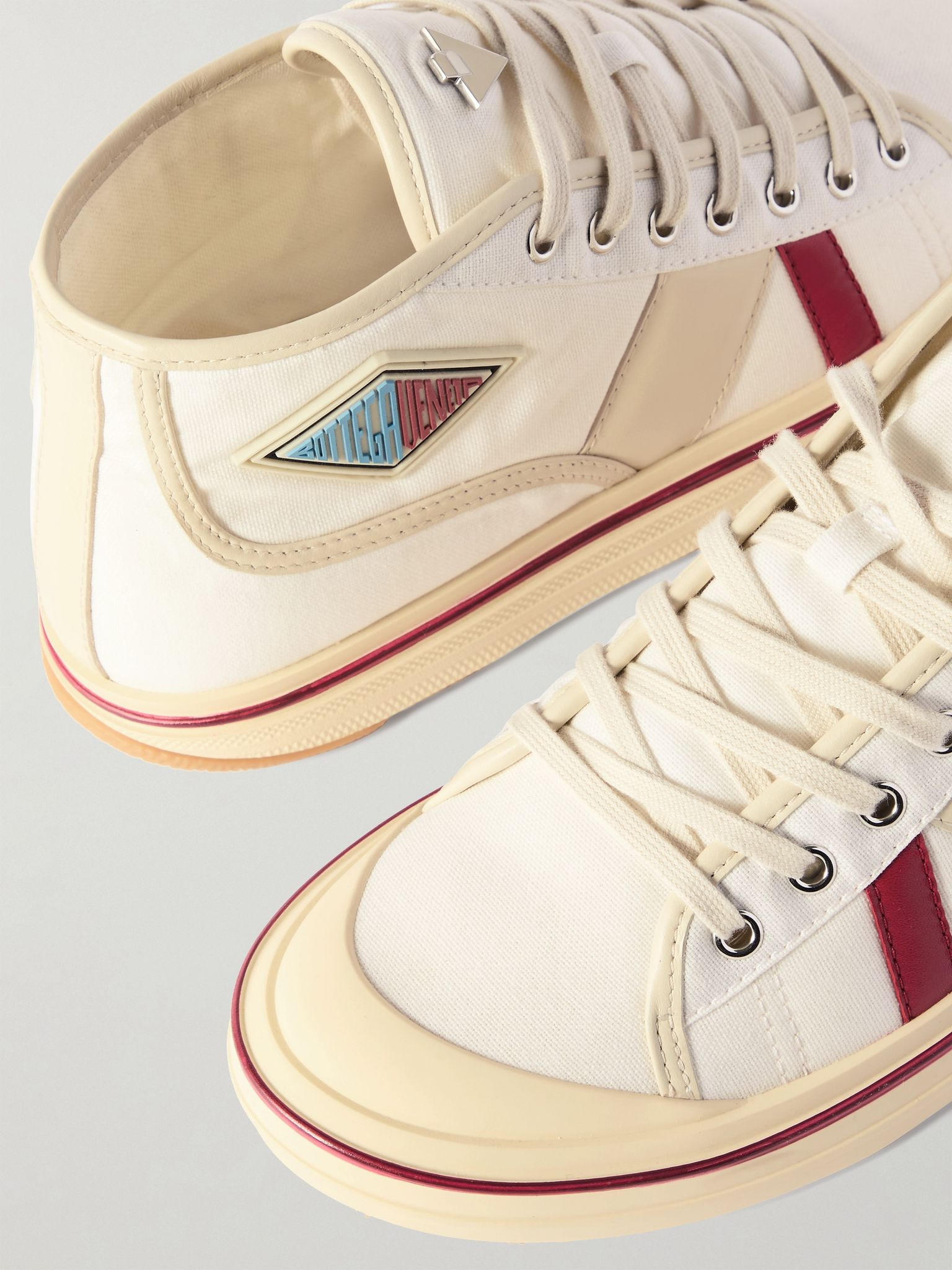 Eliot appliquéd leather-trimmed canvas sneakers Off-white - 4