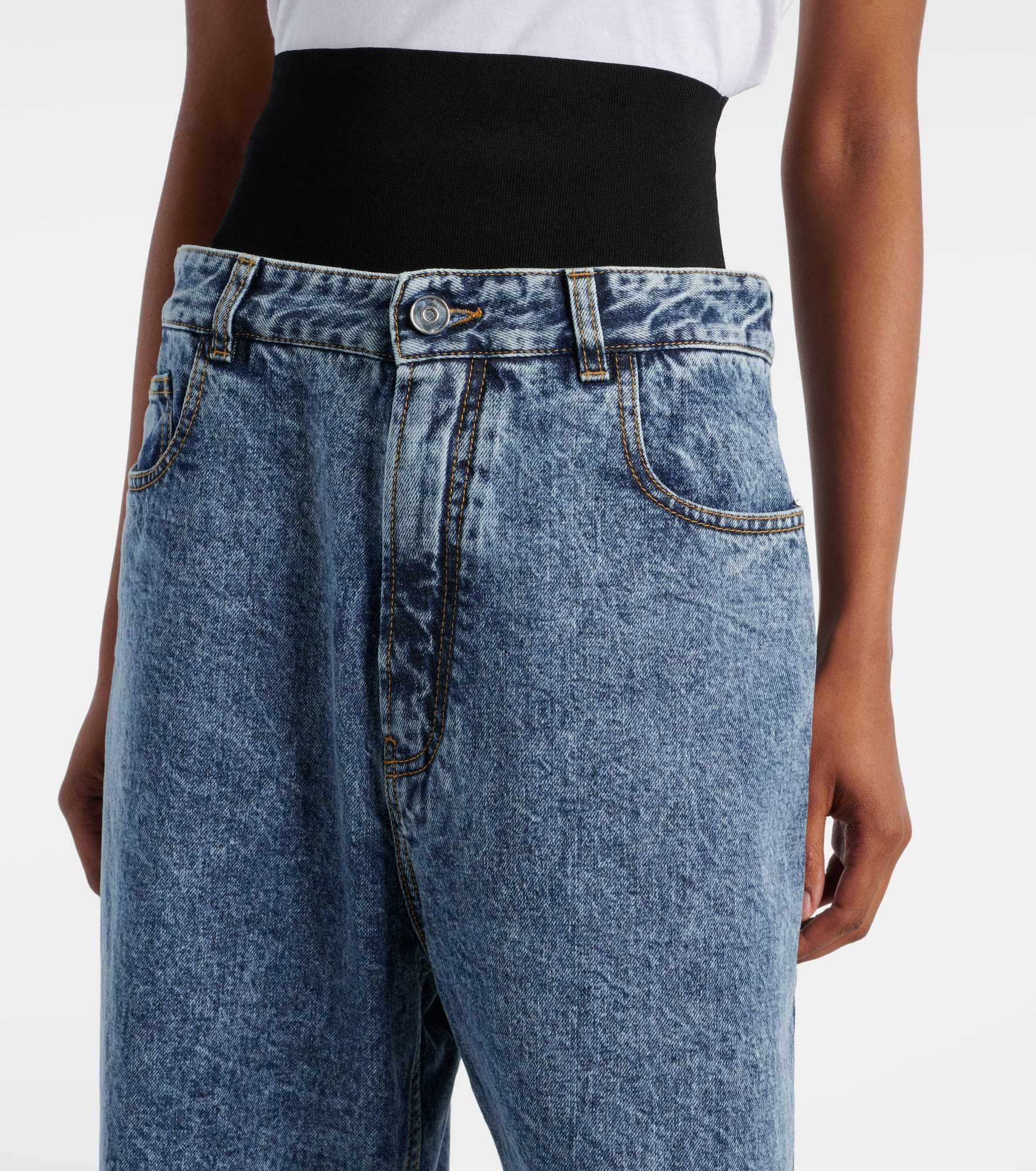 Knit Band straight jeans - 4