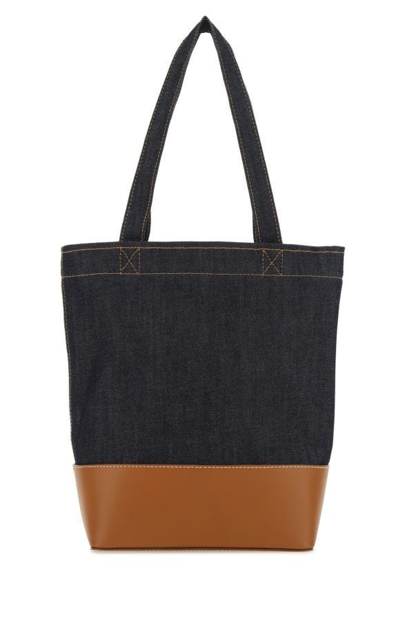 A.P.C. MAN Two-Tone Denim And Leather Axelle Shopping Bag - 3