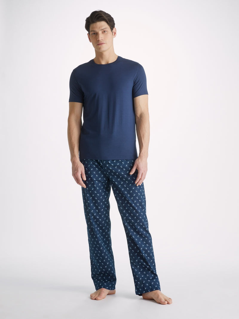 Derek Rose Men's Lounge Trousers Nelson 95 Cotton Batiste Blue outlook