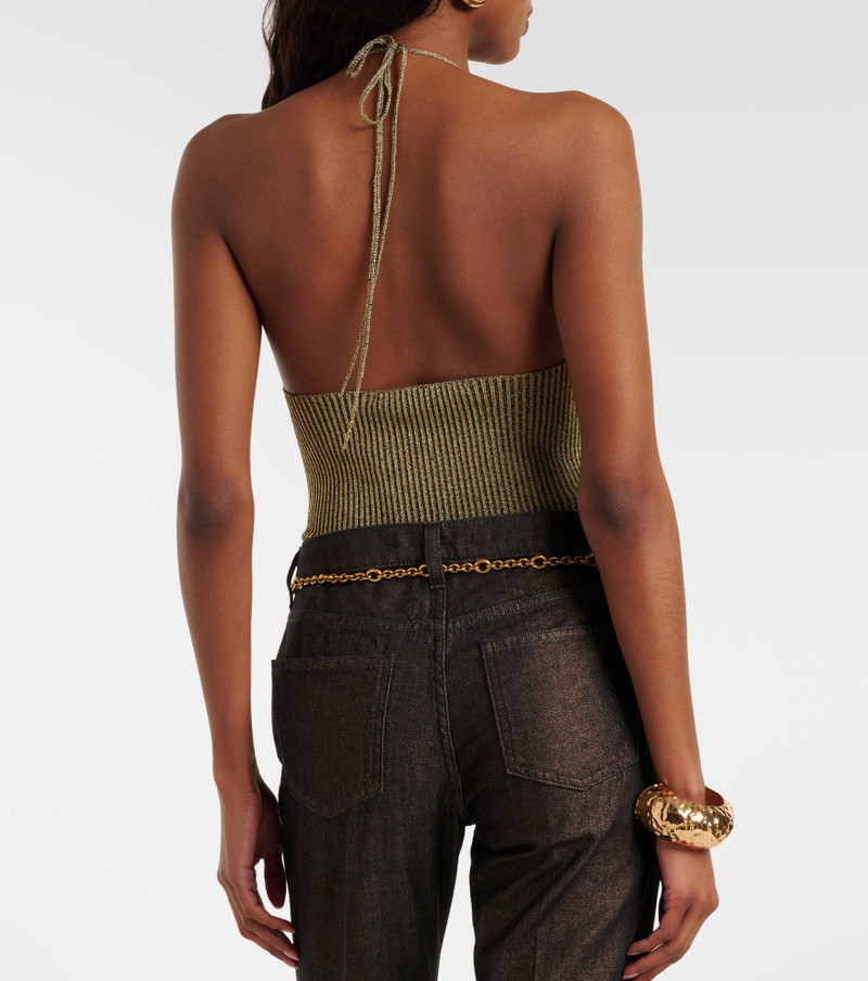 Embellished halterneck lamé bodysuit 4