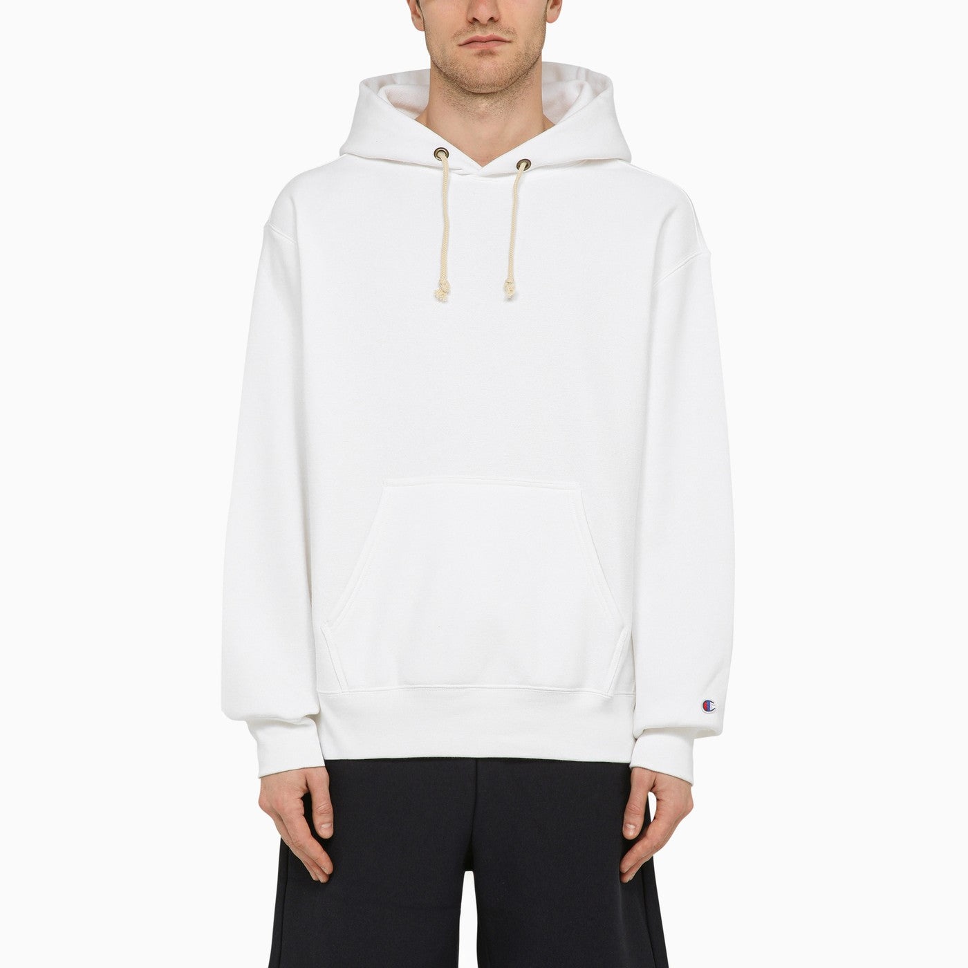 Champion White Cotton Blend Hoodie - 1