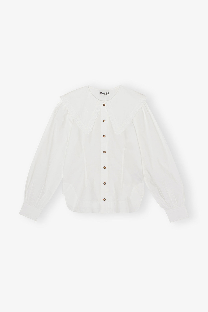 WHITE FRILL COLLAR POPLIN SHIRT 1