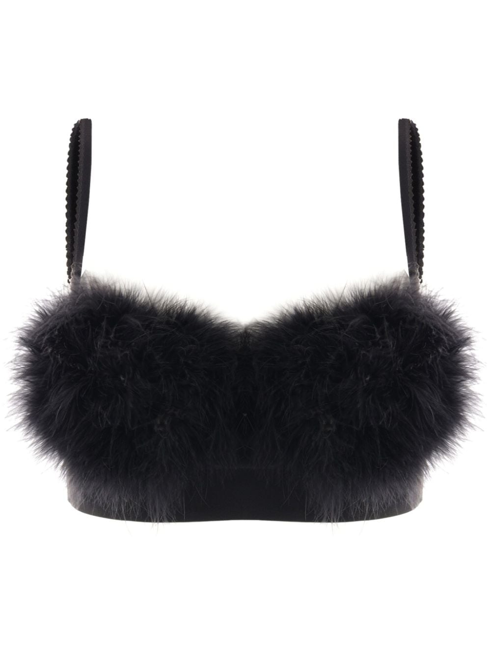 Marabou feather-embellished compact-jersety crop top - 1