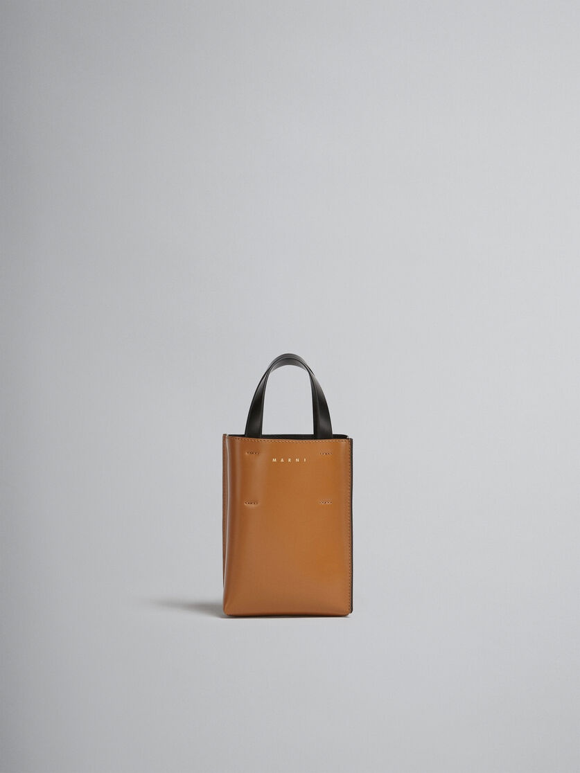 MUSEO NANO BAG IN BROWN AND BLACK LEATHER - 1